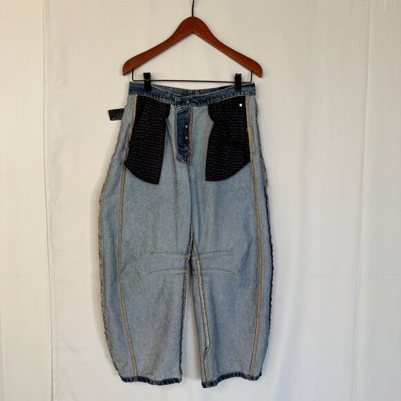 Free people We The Free Good Luck Mid Rise Barrel Leg Jeans in Deep End Size 27 - Picture 9 of 13